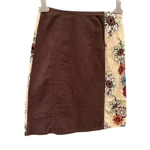 Vintage Royal Robbins Women Skirt Size 6 Brown Corduroy Floral Boho Forest Fairy - Picture 1 of 7